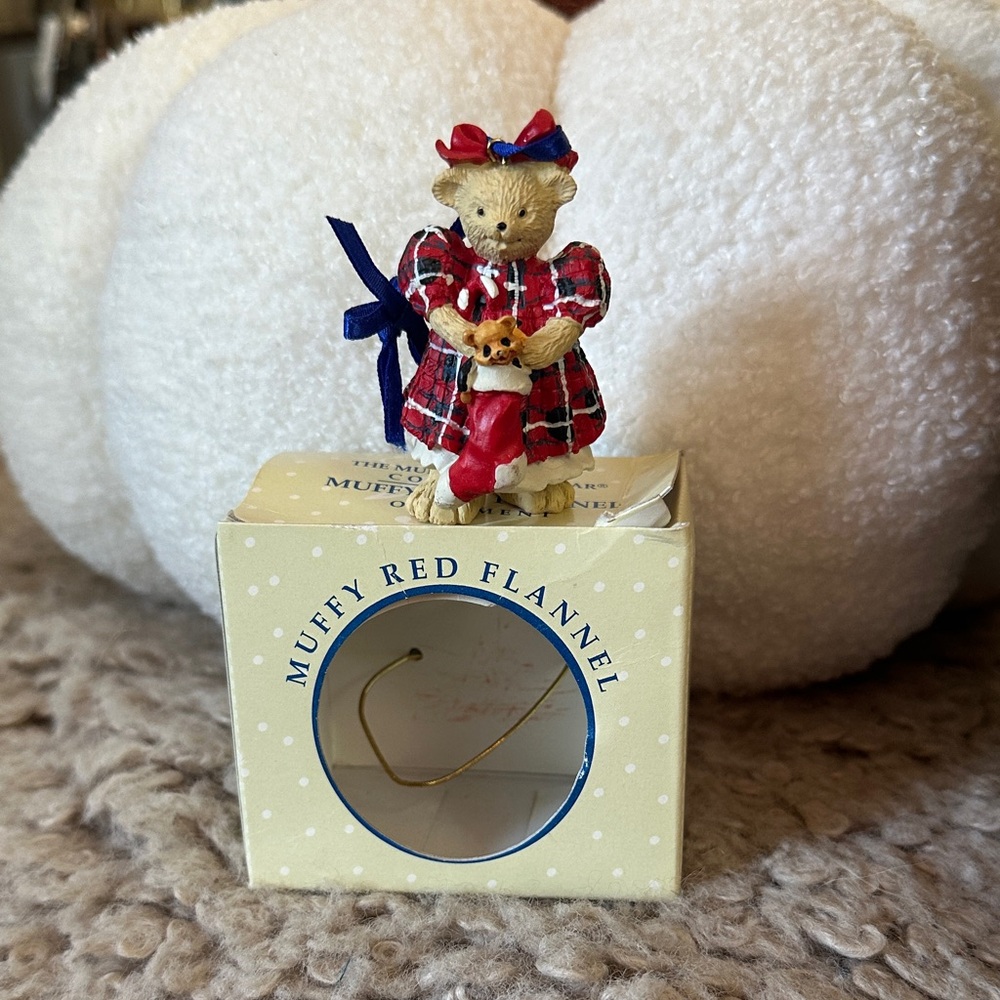 Vintage Muffy Vanderbear red flannel ornament